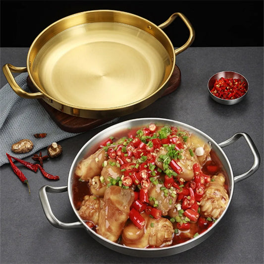 Stainless Steel Seafood Rice Pot Home Cooking Paella Pan Picnic Snack Plates